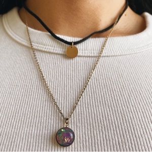 3/$15 Layered suede necklace & gold chain